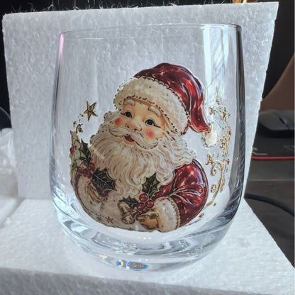 🎄✨ Christmas Glass Art Cup | Luxury Raised Holiday Glassware for Drinks, Decor & Christmas Gifts 🎁